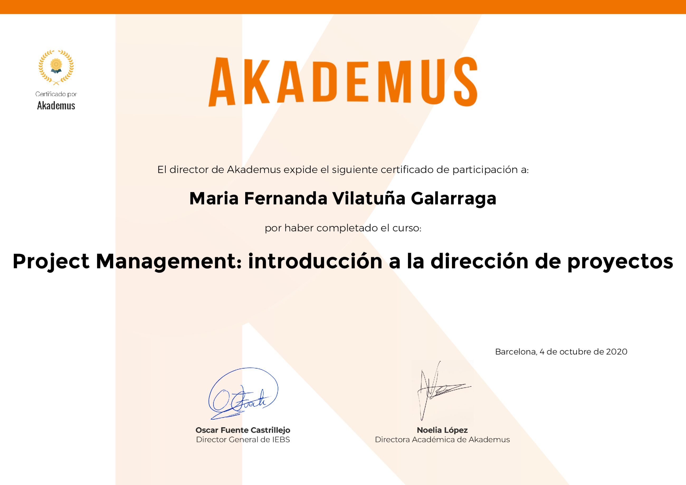 Certificado Akademus