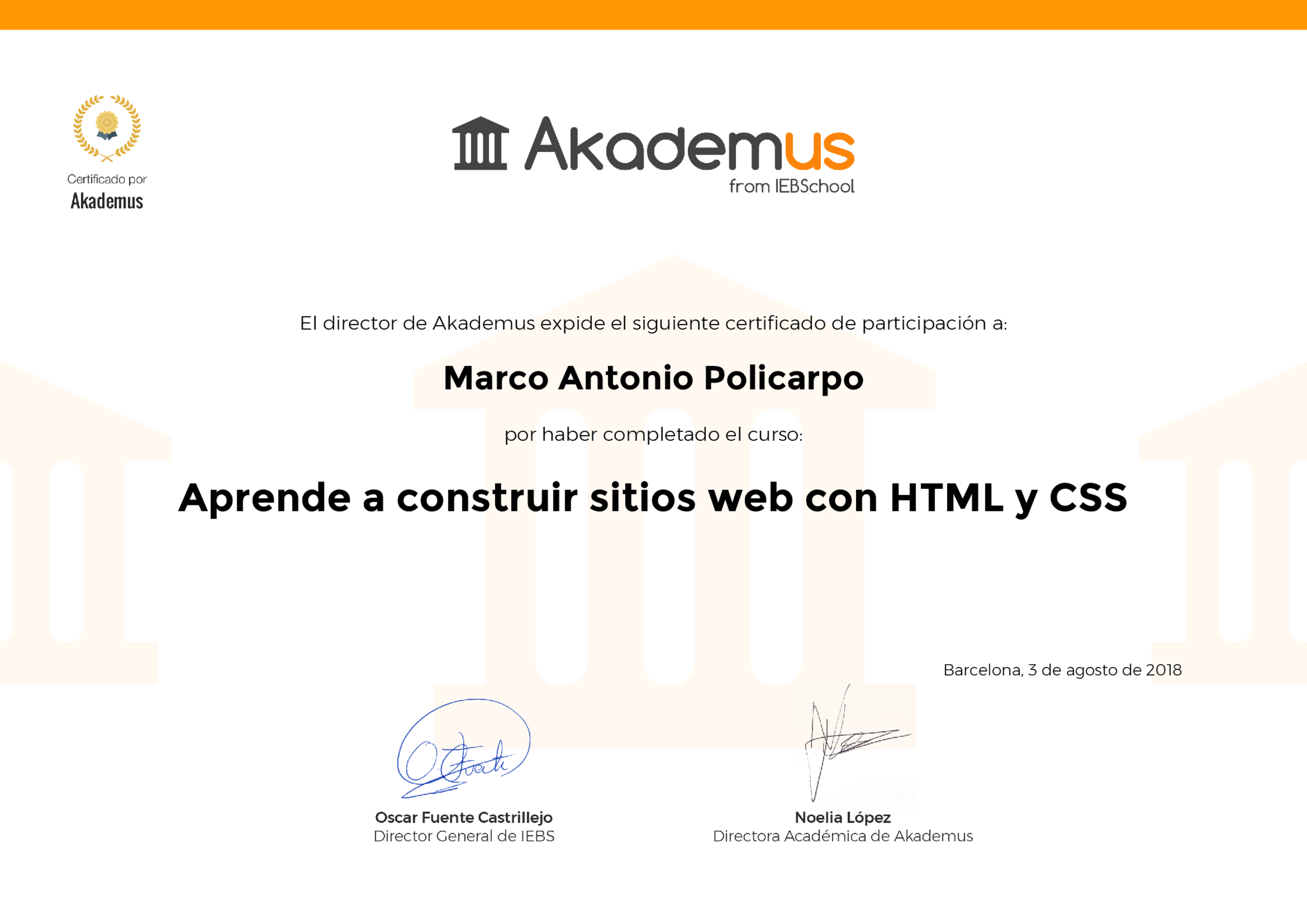 Certificado Akademus