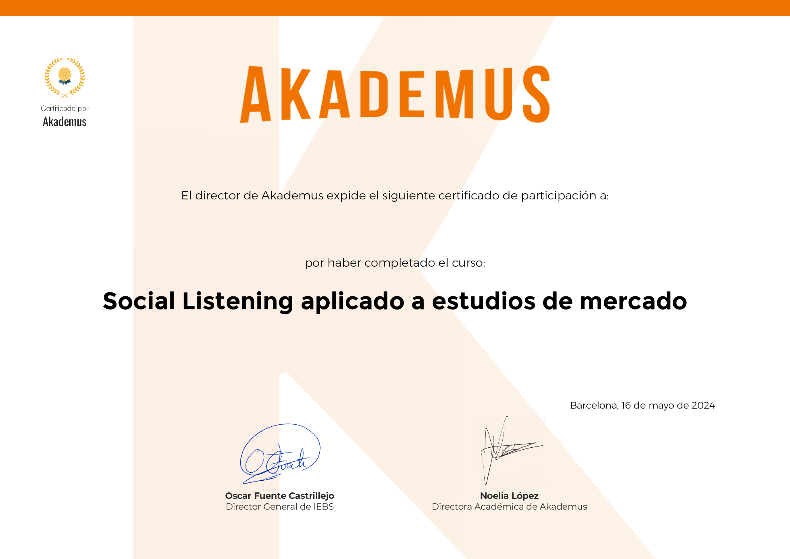 Certificado Akademus