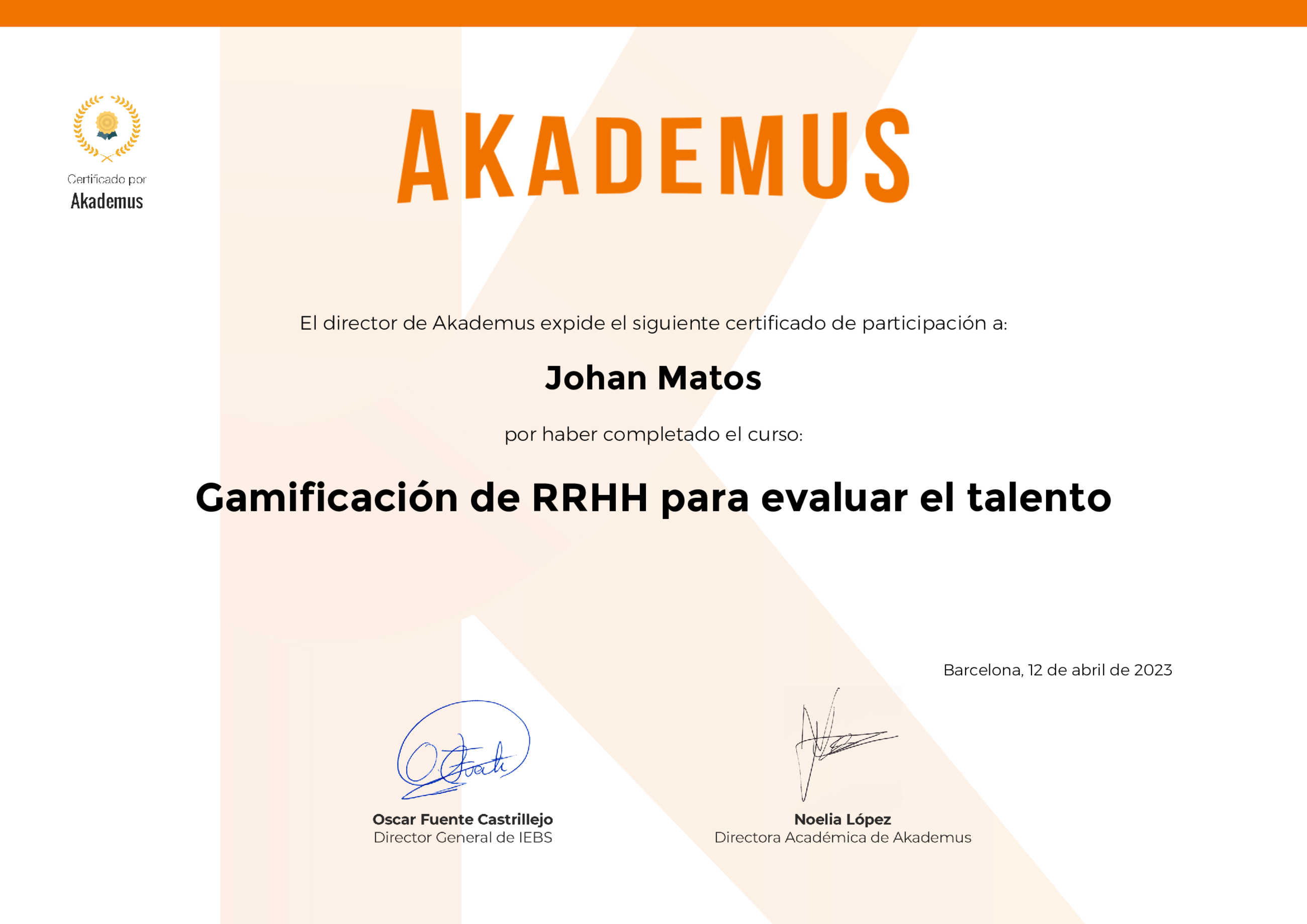 Certificado Akademus