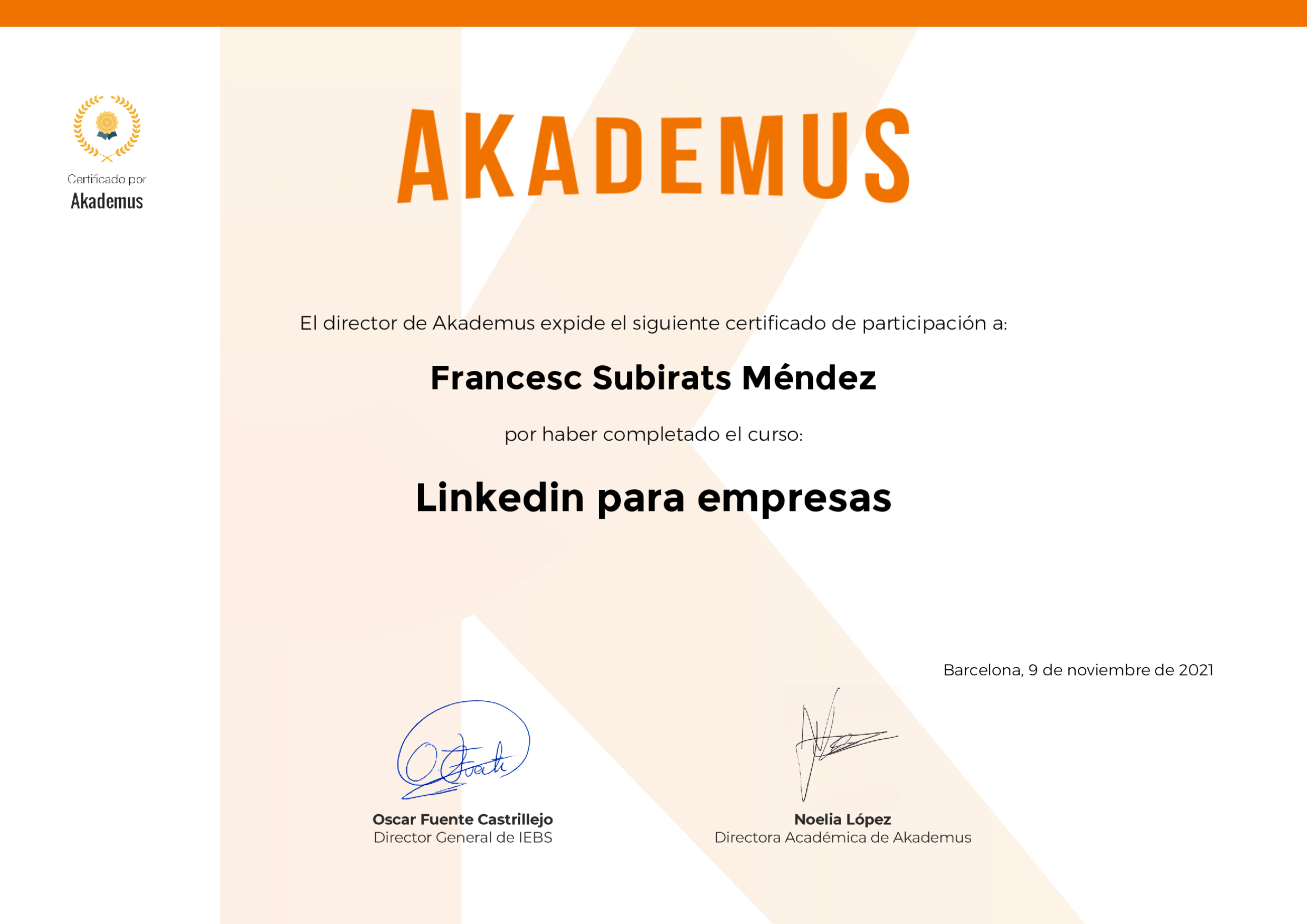Certificado Akademus