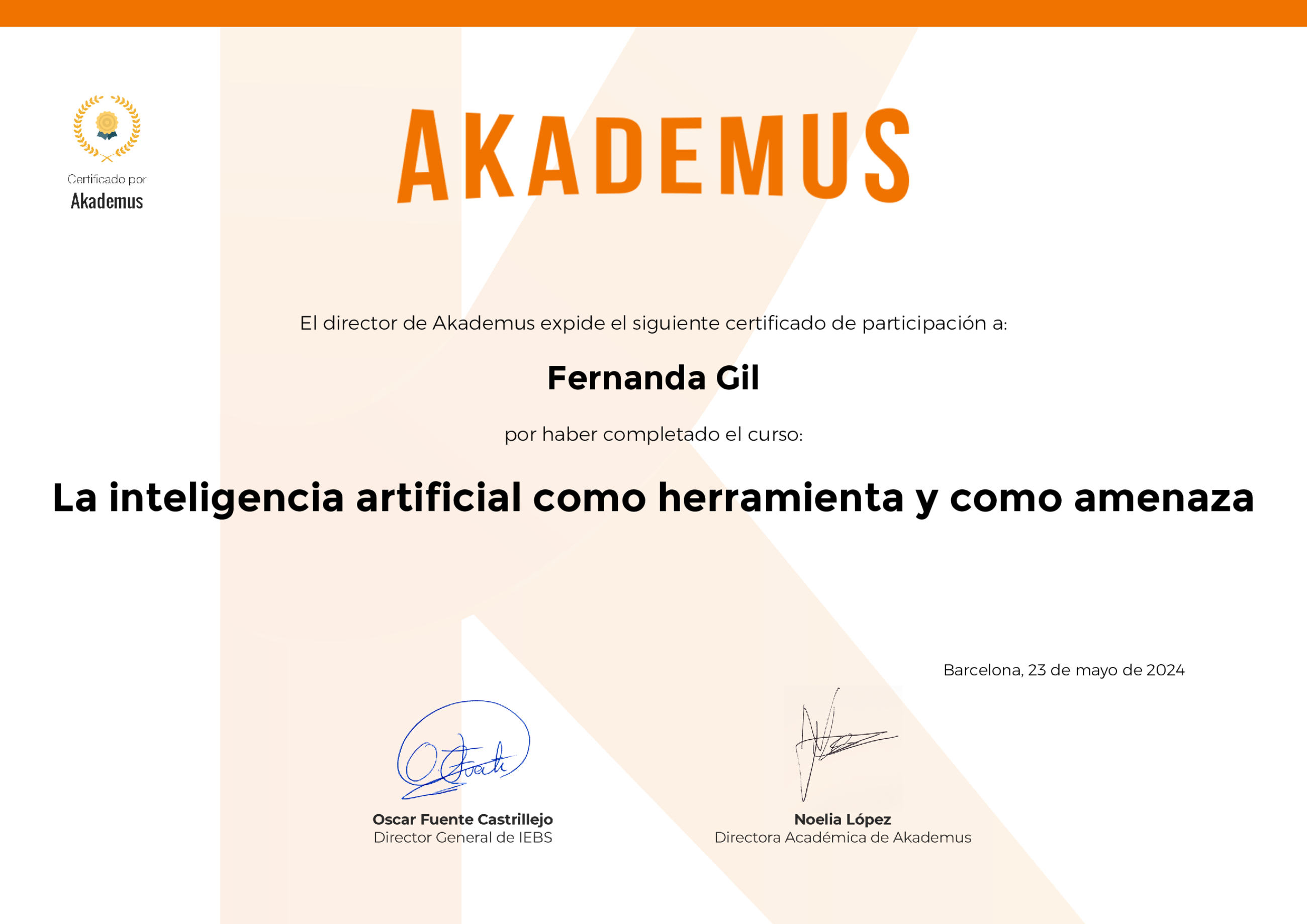 Certificado Akademus