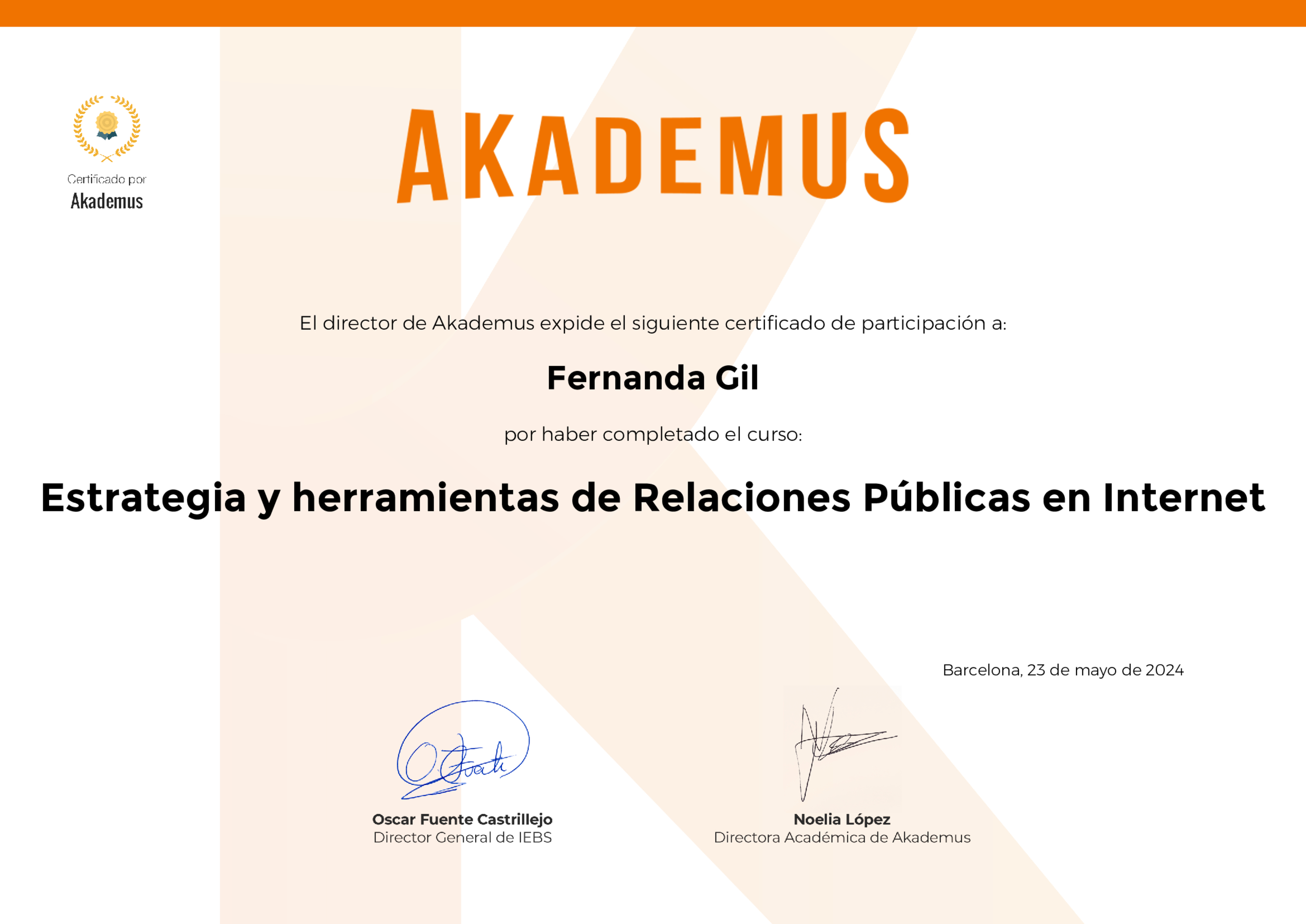 Certificado Akademus