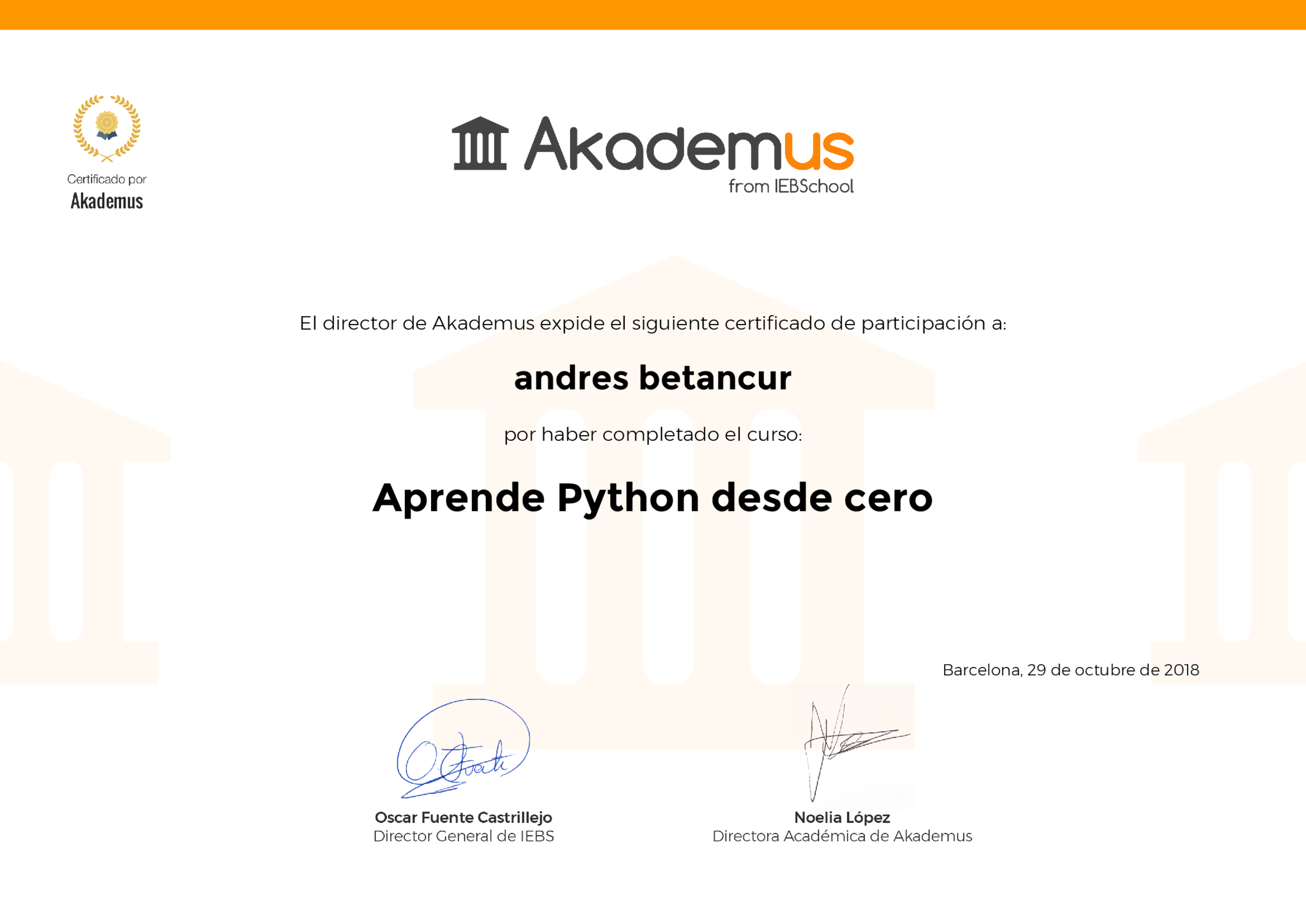Certificado Akademus